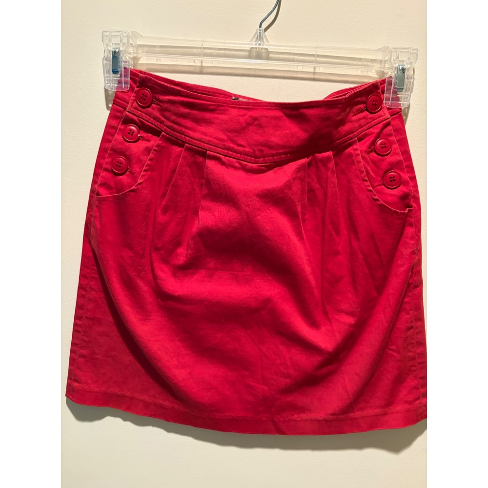 Jack BB Dakota Red Nautical Sailor Mini Skirt Button Front Pleated Size 4 J19603